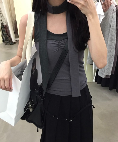 タンクトップ ノースリーブ Bicolor tie tank top/タイSET「JD」 レディース