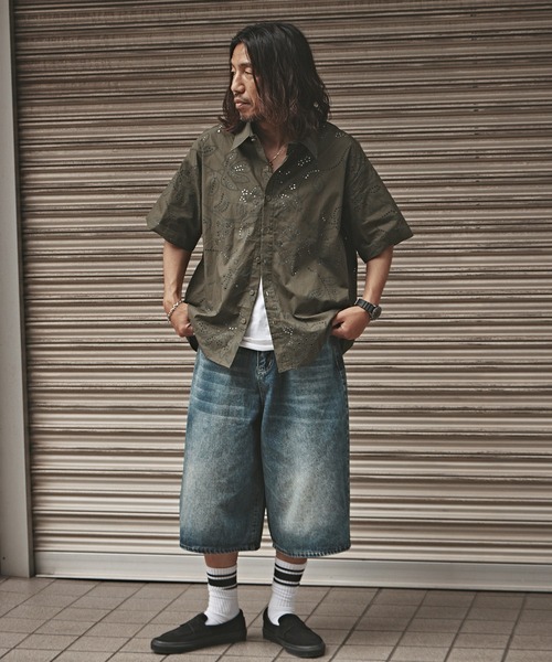 パンツ Denim half pants ALL RUNS ジーンズ Faded denim half pants / 色落ち加工 デニム