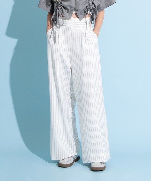 PUNYUS（プニュズ） パンツ ダブルウエストストライプパンツ