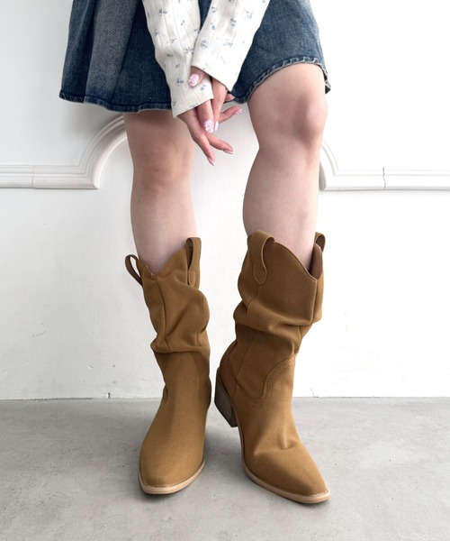 Loueme ブーツ スラウチーウエスタンブーツ レディース : ZOZOTOWN