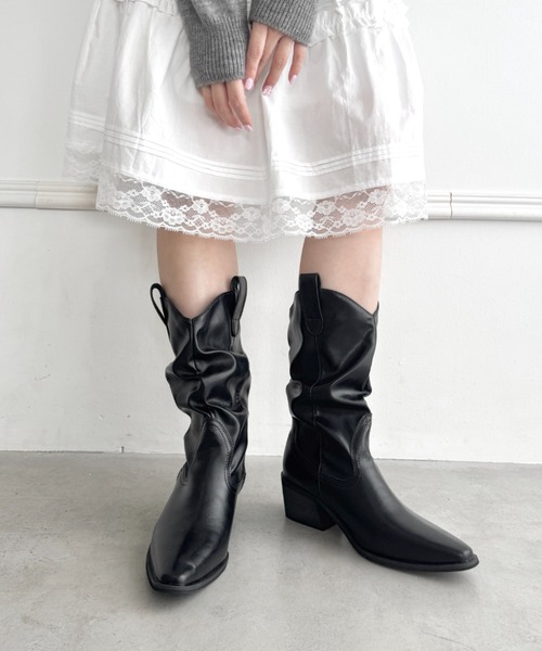 Loueme ブーツ スラウチーウエスタンブーツ レディース : ZOZOTOWN