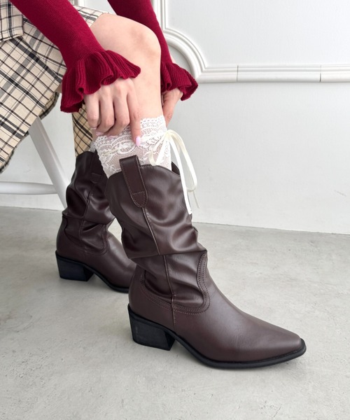 s！Rancho ウエスタンブーツ　美品　24.5㎝ ランチョ アイボリー s！Rancho ウエスタンブーツ 美品 24.5㎝ ランチョ アイボリー 楽天