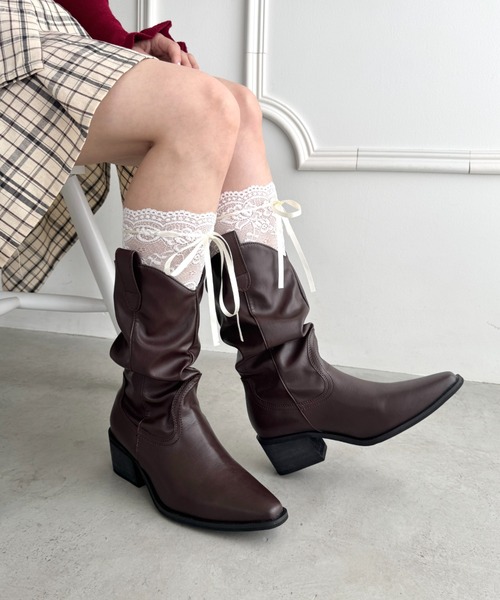 s！Rancho ウエスタンブーツ　美品　24.5㎝ ランチョ アイボリー s！Rancho ウエスタンブーツ 美品 24.5㎝ ランチョ アイボリー s