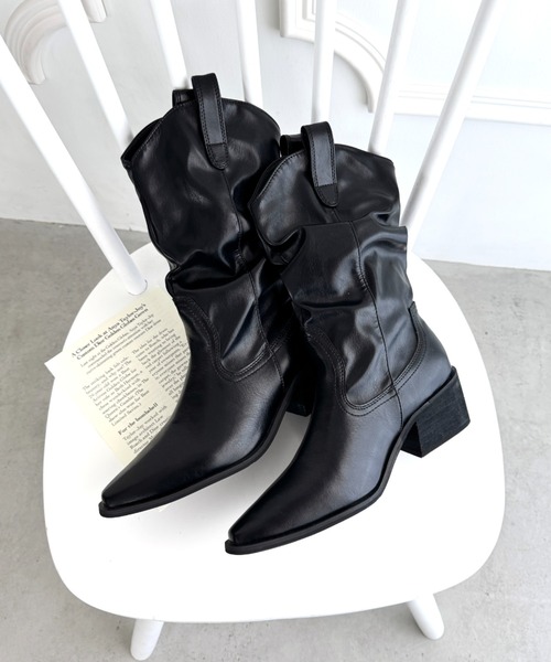 Loueme ブーツ スラウチーウエスタンブーツ レディース : ZOZOTOWN