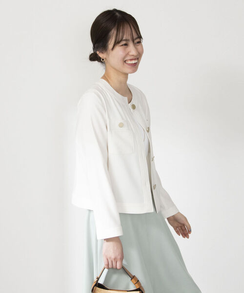 NOLLEY'S 美品　ノーカラー　ジャケット アウター　ネイビー 38 NOLLEY'S 「NOLLEY'S」 ノーカラージャケット 38 ネイビー