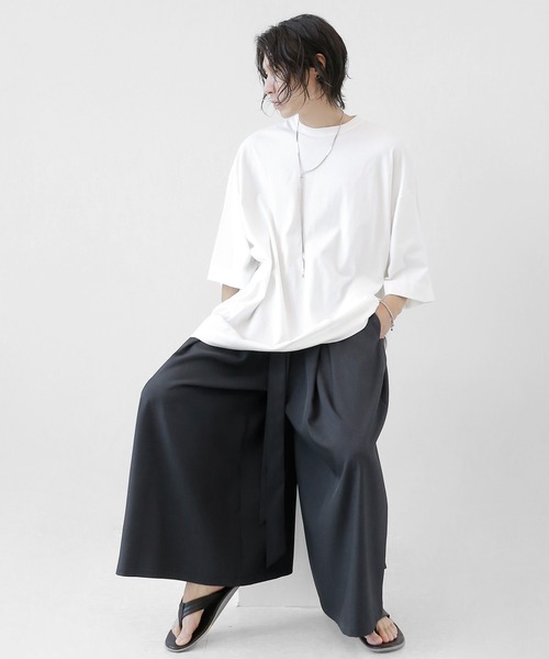 minsobi パンツ タックストラップワイドパンツ メンズ
