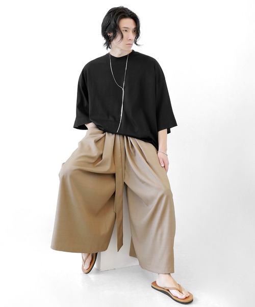 【新品】アタッチメント　タックパンツ I-SOOK スラックス パンツ ベルト付きタックワイドスラックス