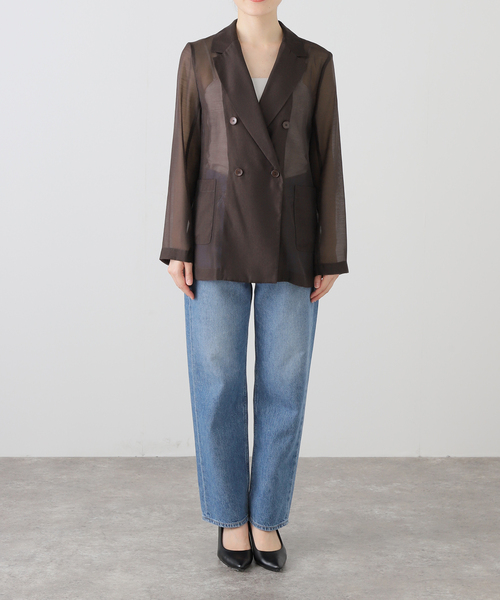 LaTotalite 【洗える】ウォッシャブルシアージャケット　ブラック　38 La Totalite｜【洗える】ウォッシャブルシアージャケット