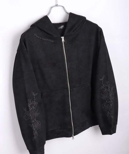 WESTSEA（ウエストシー） パーカー トライバル薔薇モチーフ フルジップ