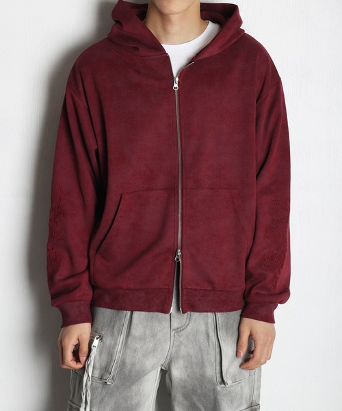 WESTSEA（ウエストシー） パーカー トライバル薔薇モチーフ フルジップ