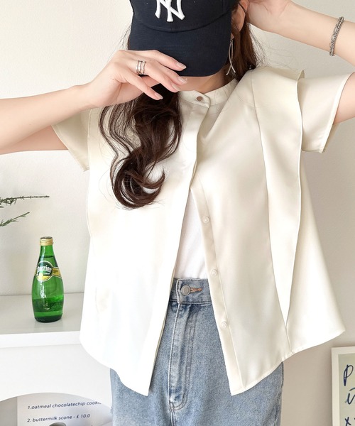 「classicalelf」 半袖ブラウス MEDIUM グレイッシュベージュ レディース_画像2