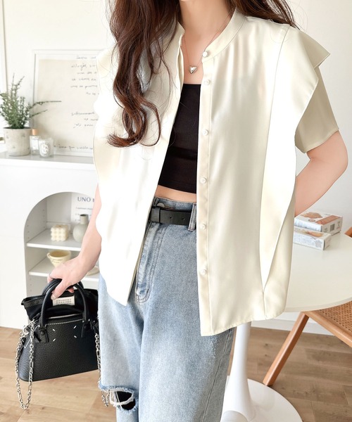 「classicalelf」 半袖ブラウス MEDIUM グレイッシュベージュ レディース_画像4