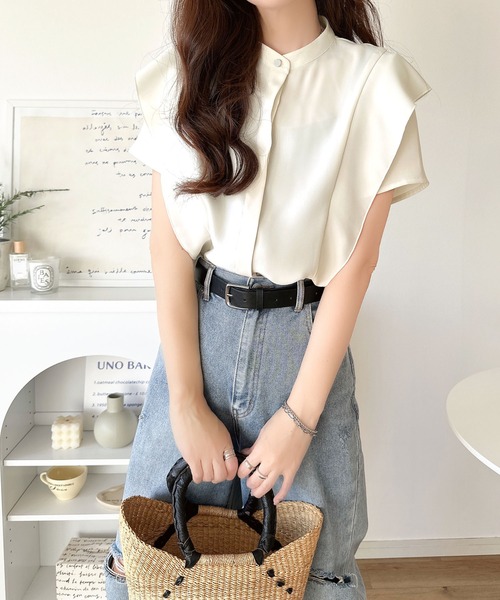 「classicalelf」 半袖ブラウス MEDIUM グレイッシュベージュ レディース_画像7