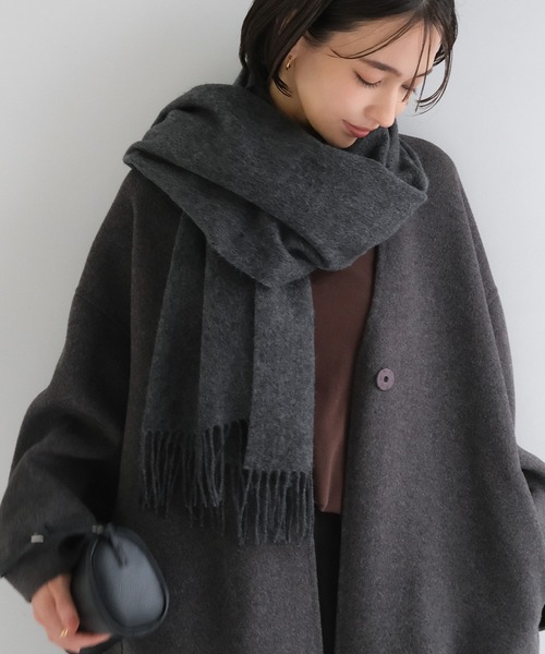 ハウスオブロータス★大判マフラー　ストール　カシミヤ100% ユニセックス　黒 evernavy マフラー ストール カシミヤ大判ストール「100%/内モンゴル産