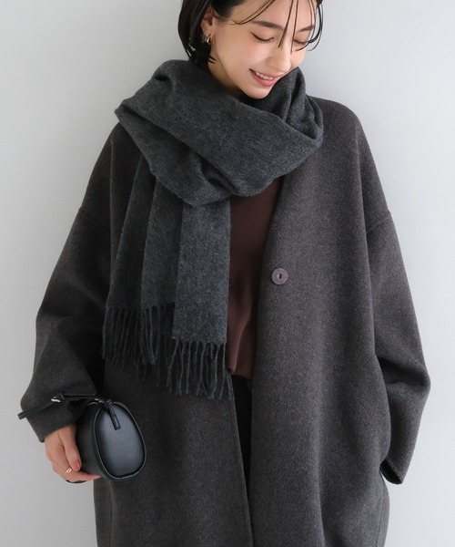 【新品未使用】LIDNM☆マフラー　ストール☆チャコール evernavy マフラー ストール カシミヤ大判ストール「100%/内モンゴル産