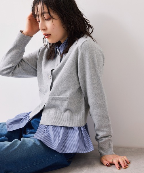 VIS ヴィス　シャツレイヤード風メタルボタンカーディガン VIS｜シャツレイヤード風メタルボタンカーディガン | Rakuten Fashion