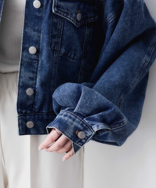 Bulue. デニムジャケット gジャン 「Bulue.」ノーカラーフリンジデニム