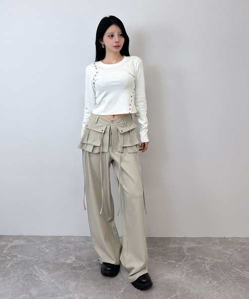 FOLLOWIN（フォロウィン） スラックス パンツ 「3color 」フラップ