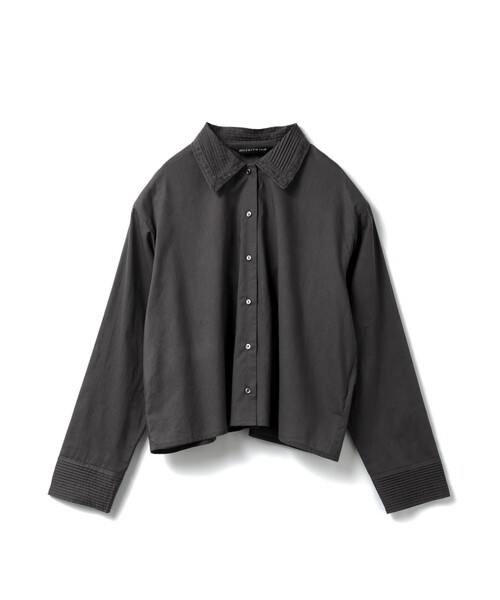 mizuiroind / ミズイロインド | コットン スタンドカラー ピンタック シャツ | F | ブラック | レディース mizuiroind（ミズイロインド） ブラウス シャツ ピンタックカラー