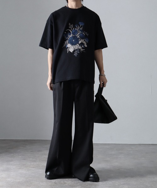 「welise」 半袖Tシャツ S ブラック×ブルー メンズ_画像5