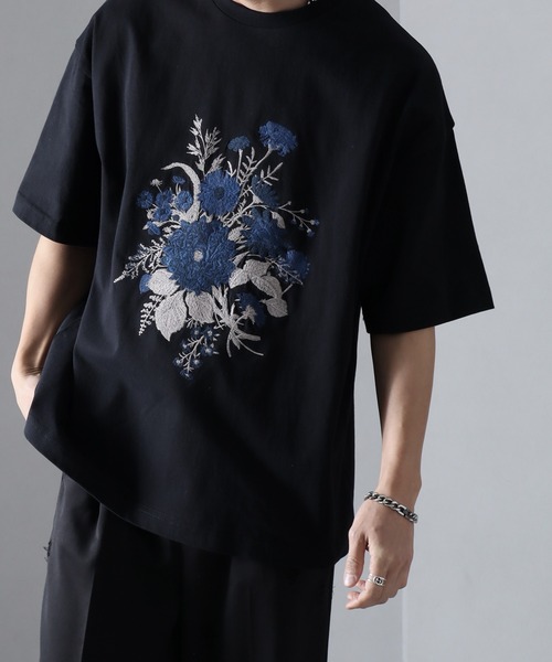 「welise」 半袖Tシャツ S ブラック×ブルー メンズ_画像7