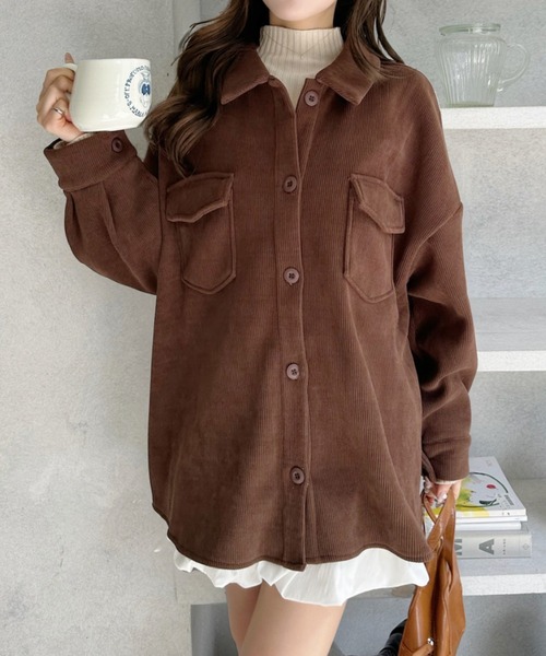 Ada. コート アウター コーデュロイ ダブルポケット シャツ ジャケット