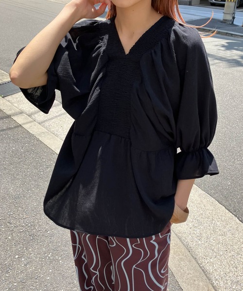 「KBF」 7分袖ブラウス ONE レッド レディース_画像2