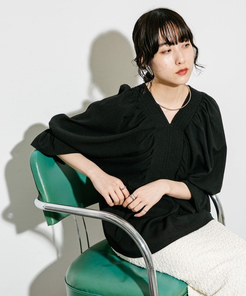 「KBF」 7分袖ブラウス ONE レッド レディース_画像3