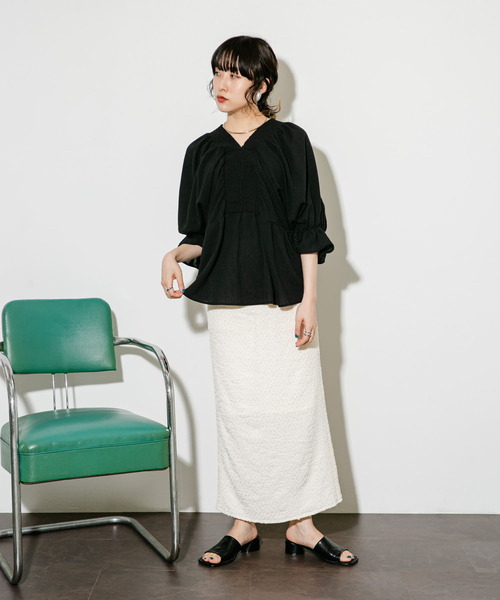 「KBF」 7分袖ブラウス ONE レッド レディース_画像8