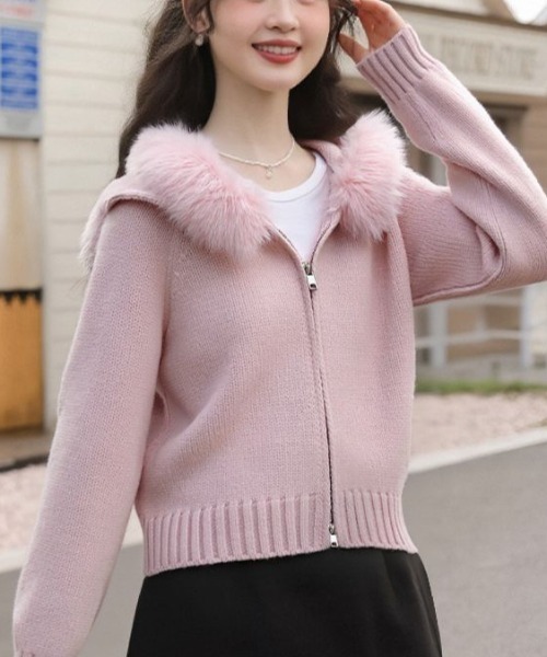 チェスティ ファー スリーブ ニット ピンク Chesty（チェスティ） ニット セーター Northern ニットトップス