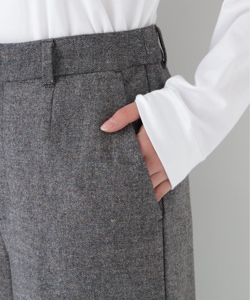 パンツ 「ウォッシャブル/3サイズ展開」ツィードツイルガウチョパンツ レディース_6