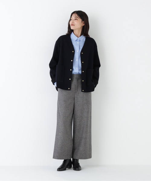 パンツ 「ウォッシャブル/3サイズ展開」ツィードツイルガウチョパンツ レディース_13