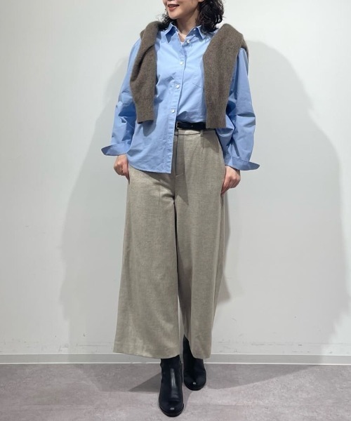 パンツ 「ウォッシャブル/3サイズ展開」ツィードツイルガウチョパンツ レディース_4