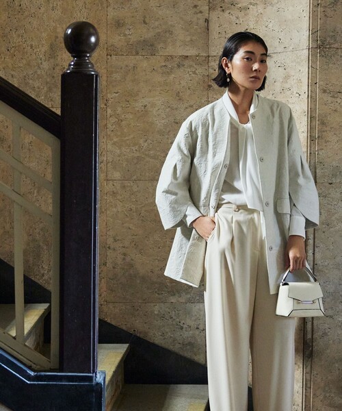 Ballsey（ボールジィ） ノーカラーコート コート ボタニカルジャカード