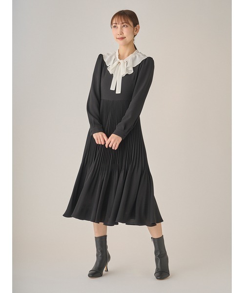 「CELFORD」 長袖ワンピース 36 ネイビー レディース_画像4