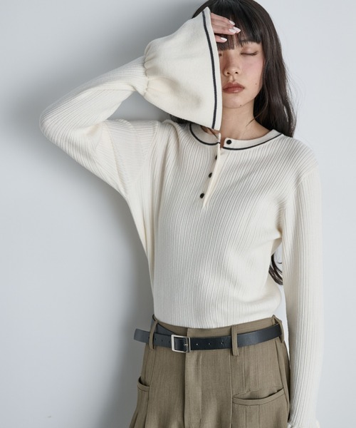 最終値下げ★2025SS新作★新品タグ付YENNリブニット ベスト グレー エグランティーヌ EGLANTINE ヤク 前開きニットベスト （グレー