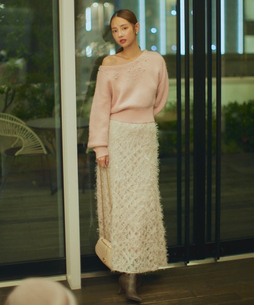 「SNIDEL」 長袖ニット FREE ネイビー レディース_画像6