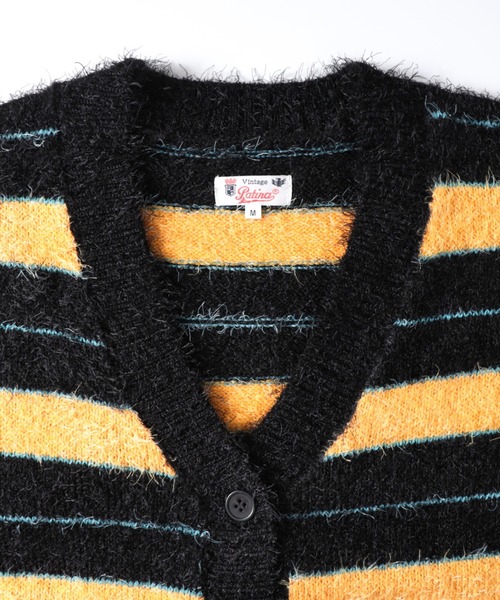 「NYLAUS」 「patina」ニットカーディガン L イエロー メンズ_画像3