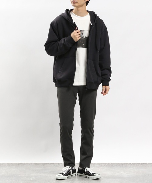 「GLOBAL WORK Smile Seed Store」 ジップアップパーカー LARGE ブラック メンズ_画像2