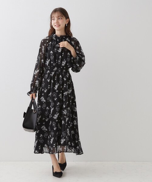 「couture brooch」 長袖ワンピース 36 ブラック レディース_画像2