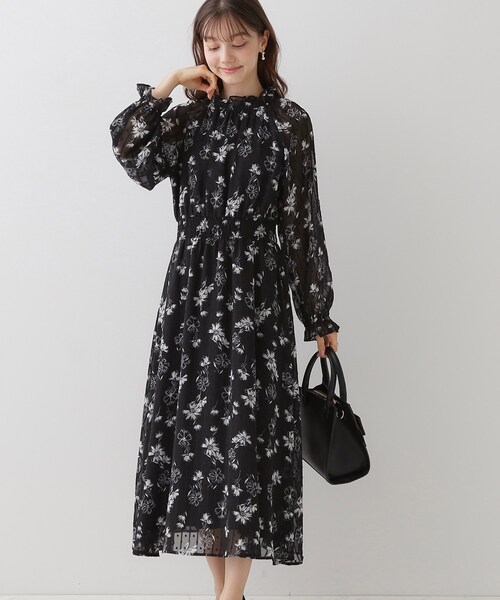 「couture brooch」 長袖ワンピース 36 ブラック レディース_画像4