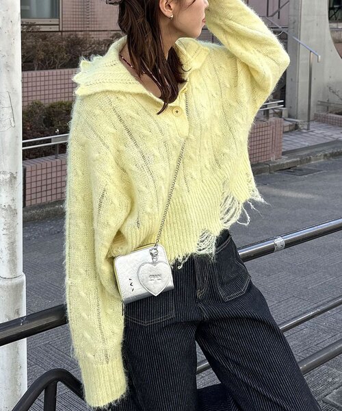 CIAOPANIC（チャオパニック） ニット セーター 甘編みシアーケーブル