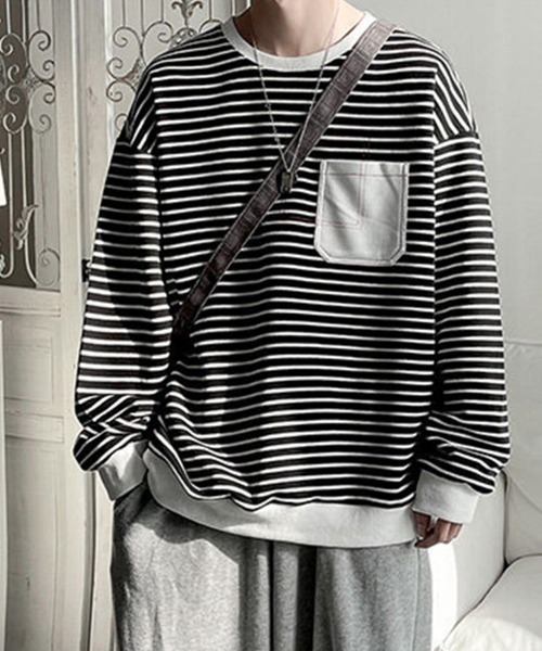KELVIN tシャツ Border Pocket Oversized Tee ボーダー ポケット 