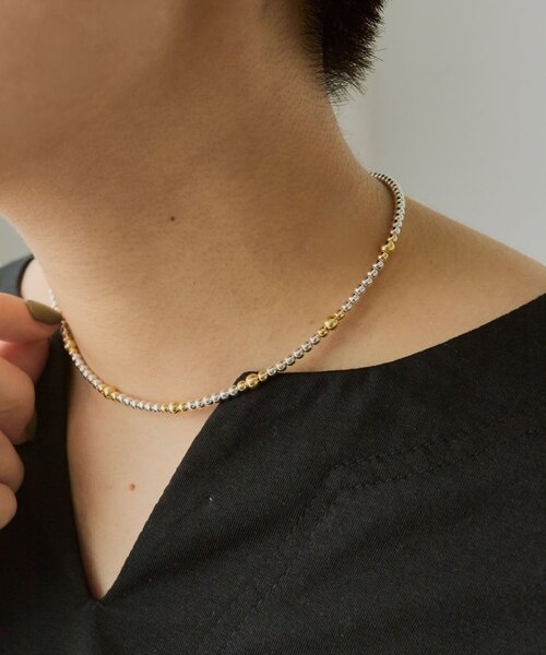 ネックレス 「スターリングシルバー使用」縞々ナバホパール3×35ネックレス レディースの画像