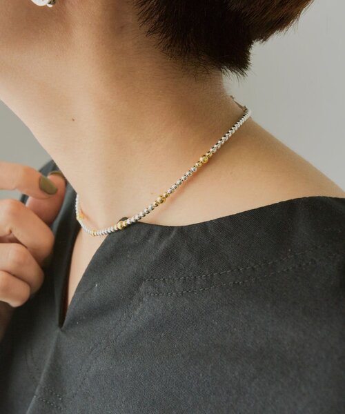 ネックレス 「スターリングシルバー使用」縞々ナバホパール3×35ネックレス レディースの画像