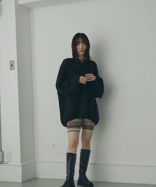 「mici」 長袖ニット ONE SIZE ブラック レディース_画像2