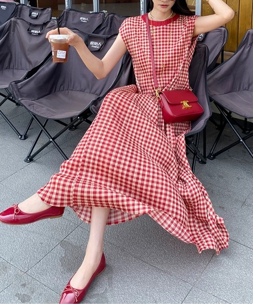 く*み様 エムミーエメ ギンガムチェックアンサンブルロングワンピース レッド Gingham check ensemble long onepiece(eme10812) – M me eme