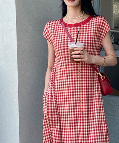 く*み様 エムミーエメ ギンガムチェックアンサンブルロングワンピース レッド Gingham check ensemble long onepiece(eme10812) – M me eme