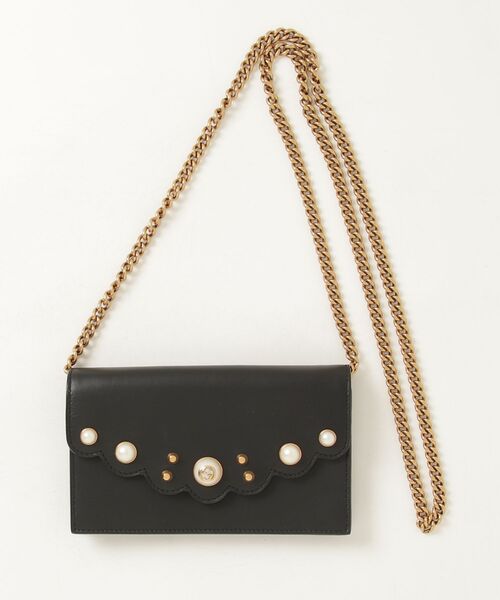 GUCCI（グッチ） パールスカラップ ウォレットバッグ 財布 - ブラック 