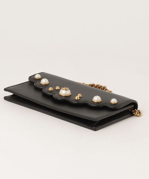 GUCCI（グッチ） パールスカラップ ウォレットバッグ 財布 - ブラック 